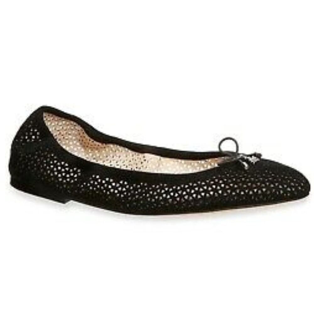 Sam Edelman Felicia 2 Ballet Flat Ballerina Black Perforated Suede Laser Cut 9.5